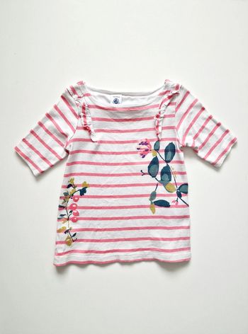 Petit Bateau - Tee-shirt marinière, manches ¾ (3 ans)