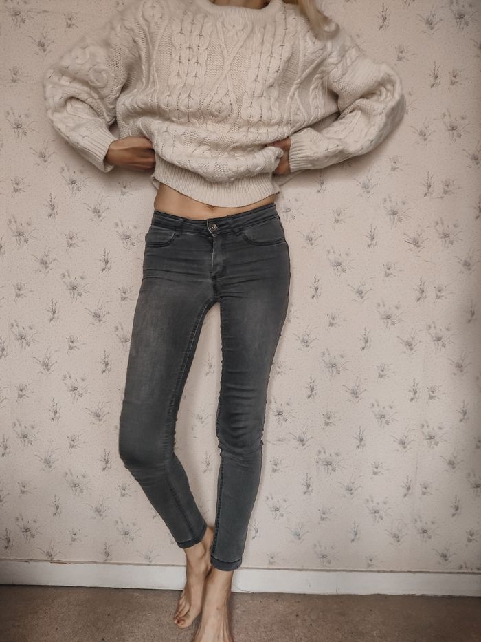 Jegging femme gris XS Calzedonia vintage taille basse - photo numéro 3