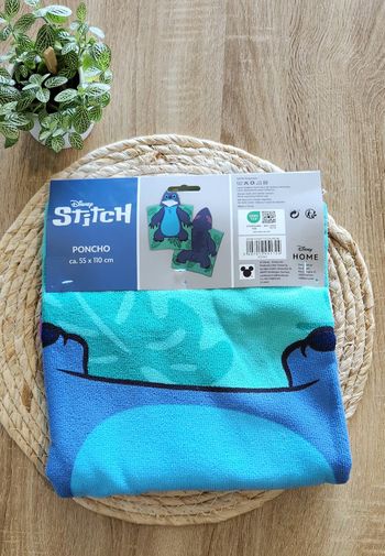 Poncho Enfant Stitch Disney Bleu Neuf 