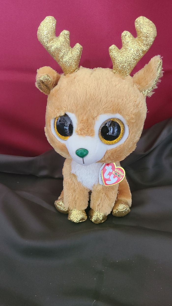 Peluche Glitzy le renne de Beanie Boo, 23 cm - photo numéro 5