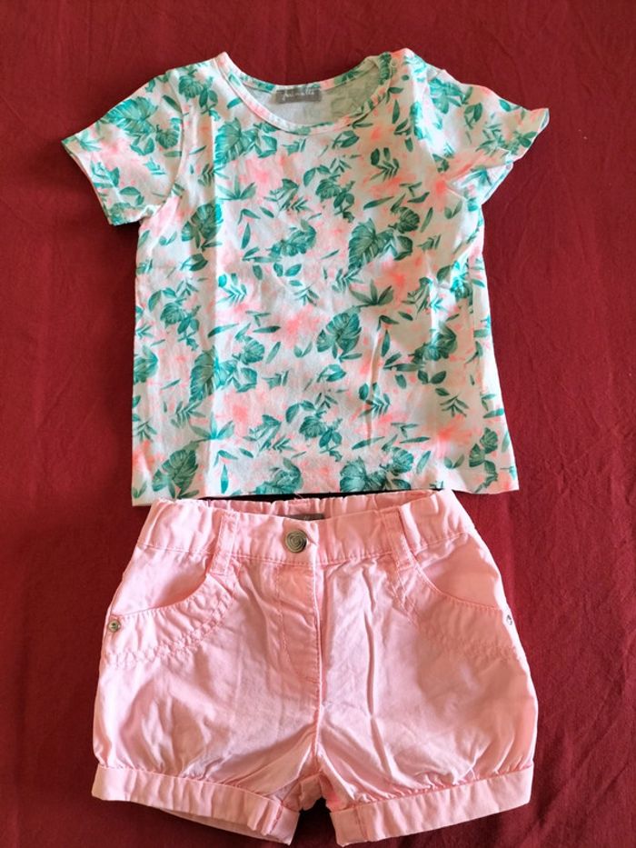 Ensemble tee-shirt manches courtes et short en 18/24mois grain de blé
