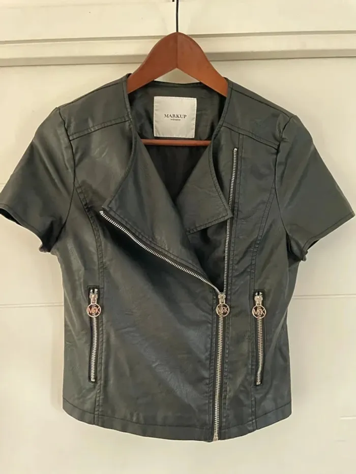 Perfecto cuir noir manches courtes S