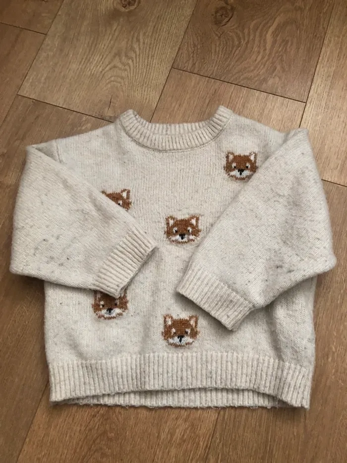 Pull bébé beige renard 24 mois - photo numéro 2