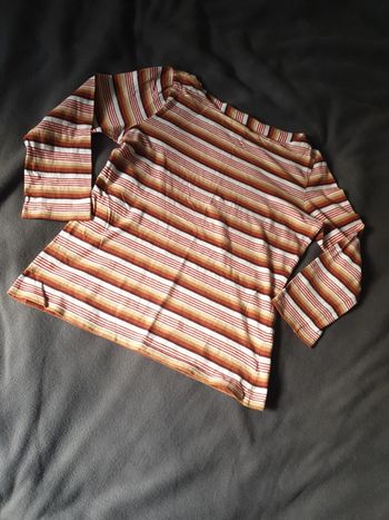 Tee-shirt rayé manches 3/4 col bateau taille M