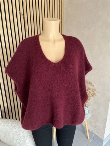 Pull bordeaux laine et mohair