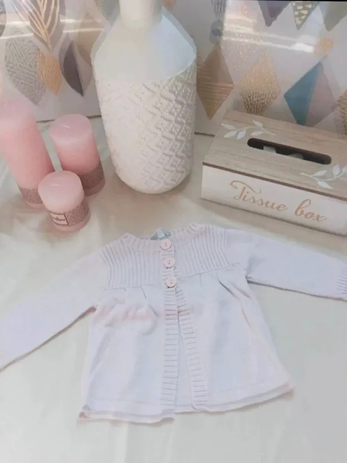 Gilet rose très pâle Kimbaloo fille 6 mois