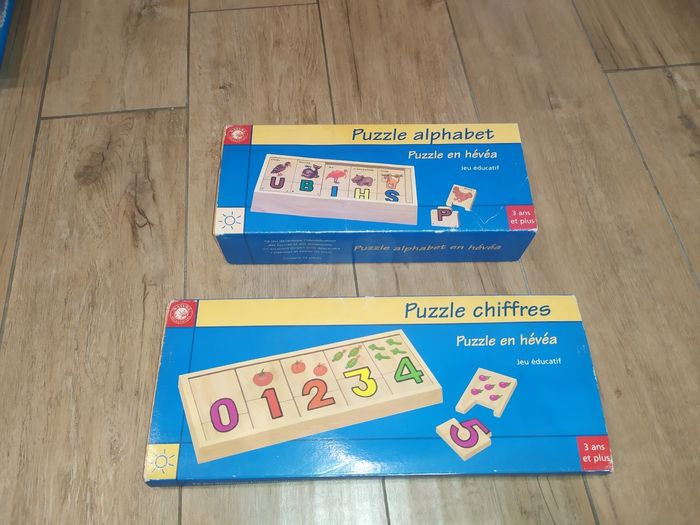 2 puzzles en bois l'alphabet et les chiffres - photo numéro 7
