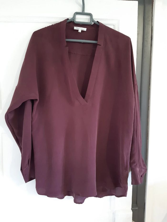 Blouse prune en soie (M)