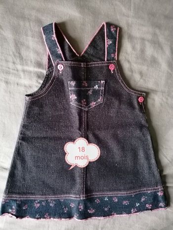 Robe jean fleurs fille 18 mois
