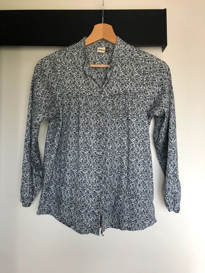 Chemise / blouse fleurie tons gris IKKS 10 ans