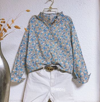 Blouse fleurie bleu taille S 🌸
