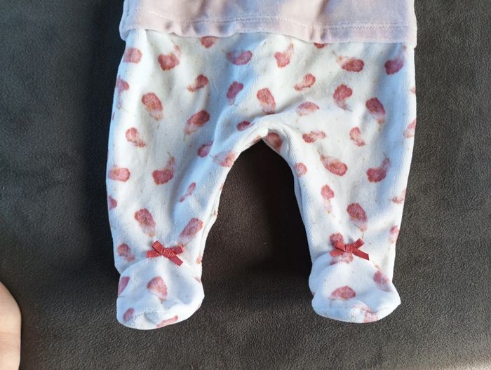 Pyjama grenouillère velours Fille 0 mois Naissance Autruche Lapin câlins Mon premier major Donatela - photo numéro 4