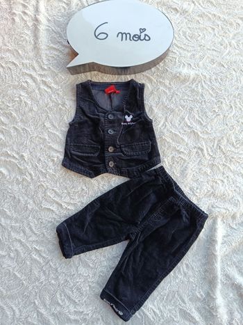 Ensemble velours (boléro+pantalon) anniversaire mariage Noël fête Garçon 6 mois Mickey Originals