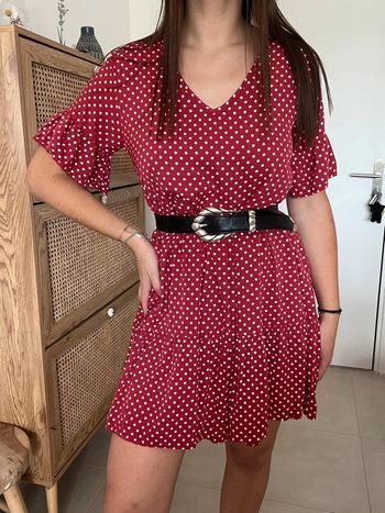 Robe fluide à pois rouge Jb Fashion