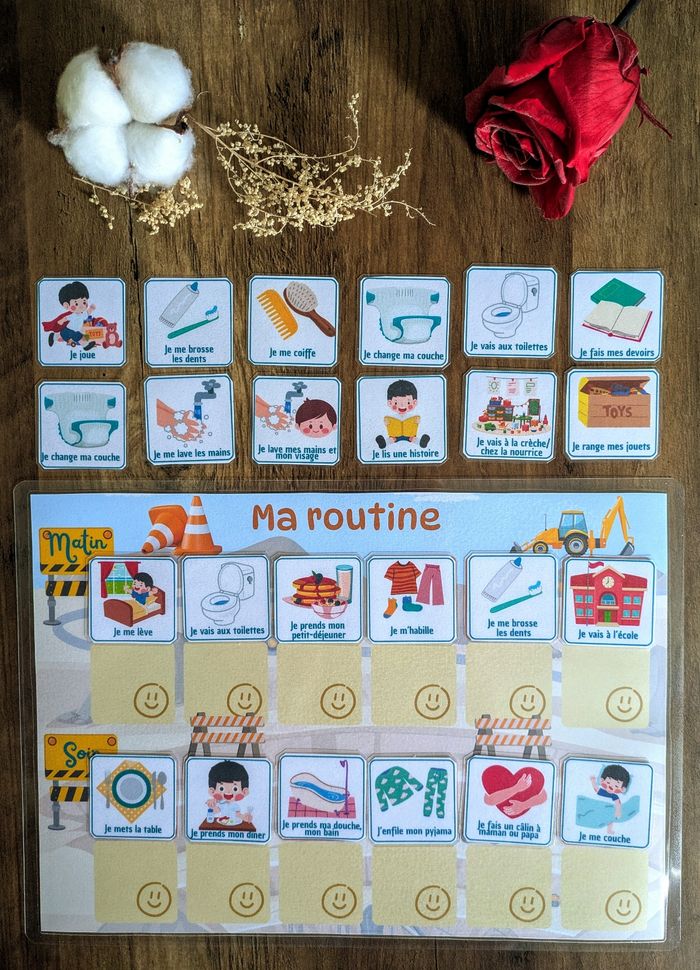 Routine A4 plastifiée tractopelle engin de chantier