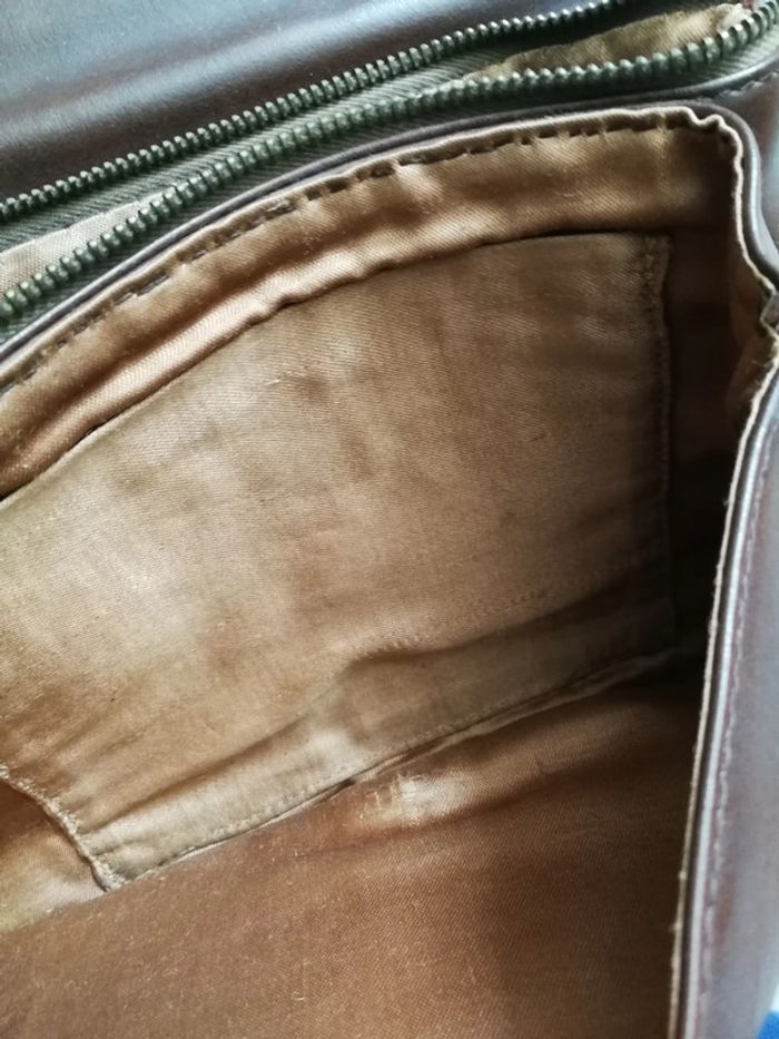 Sac à main vintage en cuir marron beige - photo numéro 6