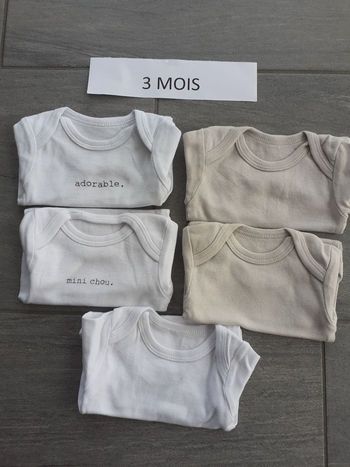 Lot de 5 bodies manches courtes mixte 3 mois - Kiabi
