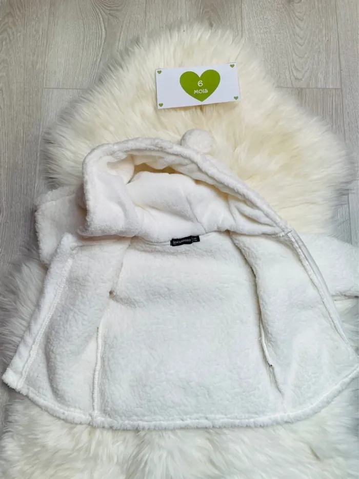 6 mois - Manteau capuche chaud zippé - photo numéro 4