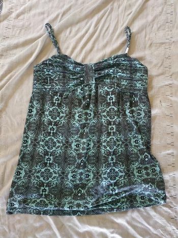 Tunique à bretelle bleu à motif noir