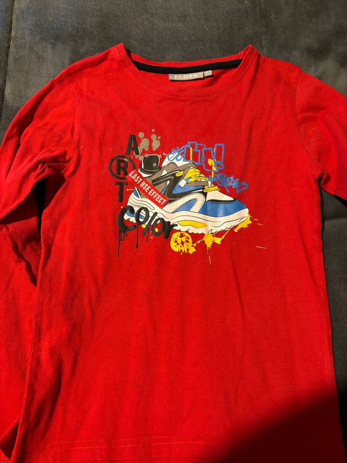 T-shirt manches longues rouge eldys basket 8 ans - photo numéro 2
