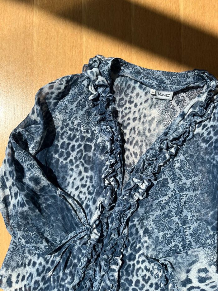 Chemise blouse fluide élégante vintage imprimé léopard/ornement - photo numéro 10