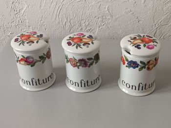 3 pots confiture porcelaine de Paris 