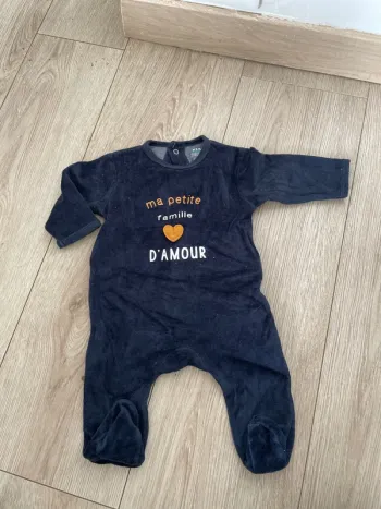 Pyjamas velours bleu marine