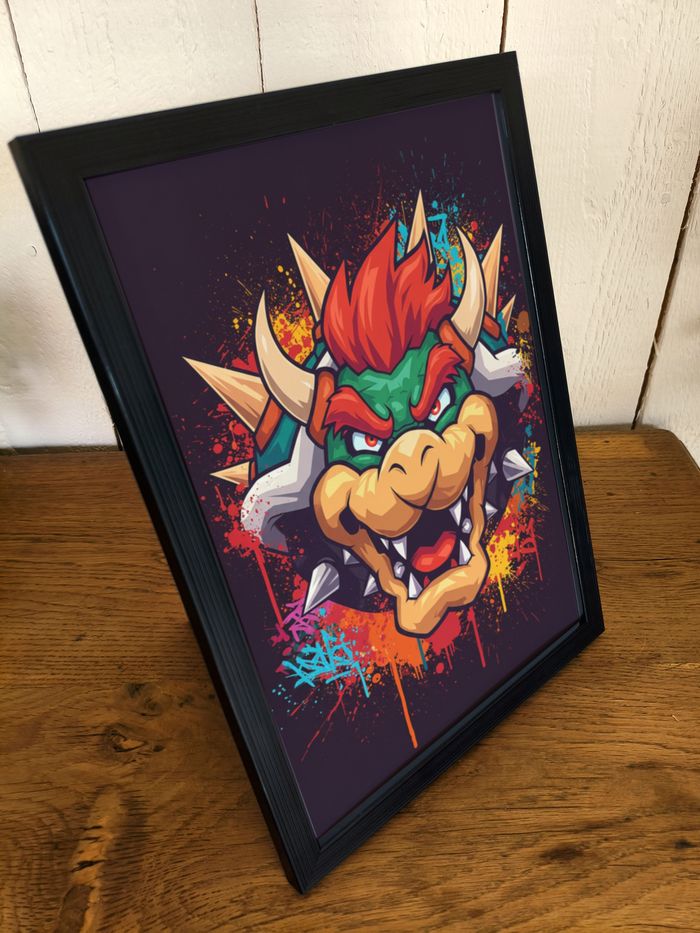 Affiche poster A4 (21×29,7 cm) Bowser Mario art mural street art coloré déco chambre gamer - photo numéro 2