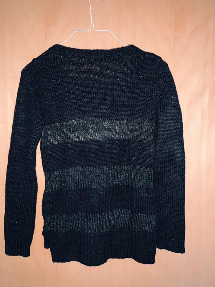 Pull mim noir rayé ajouré - photo numéro 2