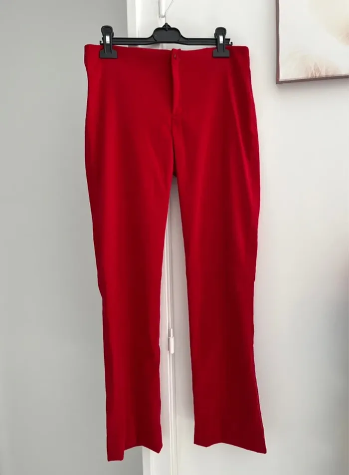 Pantalon rouge droit Zara Basic T38