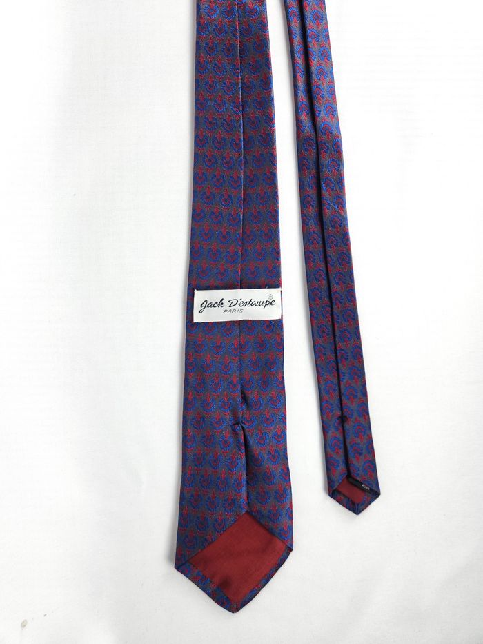 Cravate Jack d'Estaupe Paris Soie Homme Motifs Géométriques Rouge Bleu Marine Élégante - photo numéro 3