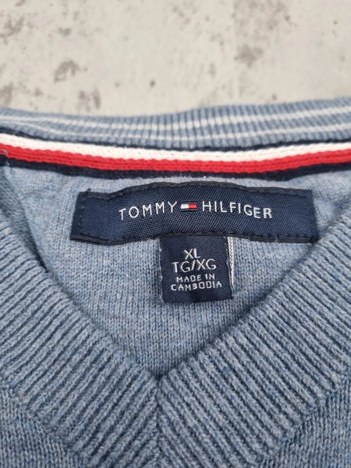 Pull col V Tommy Hilfiger bleu clair – Taille XL Homme - photo numéro 6