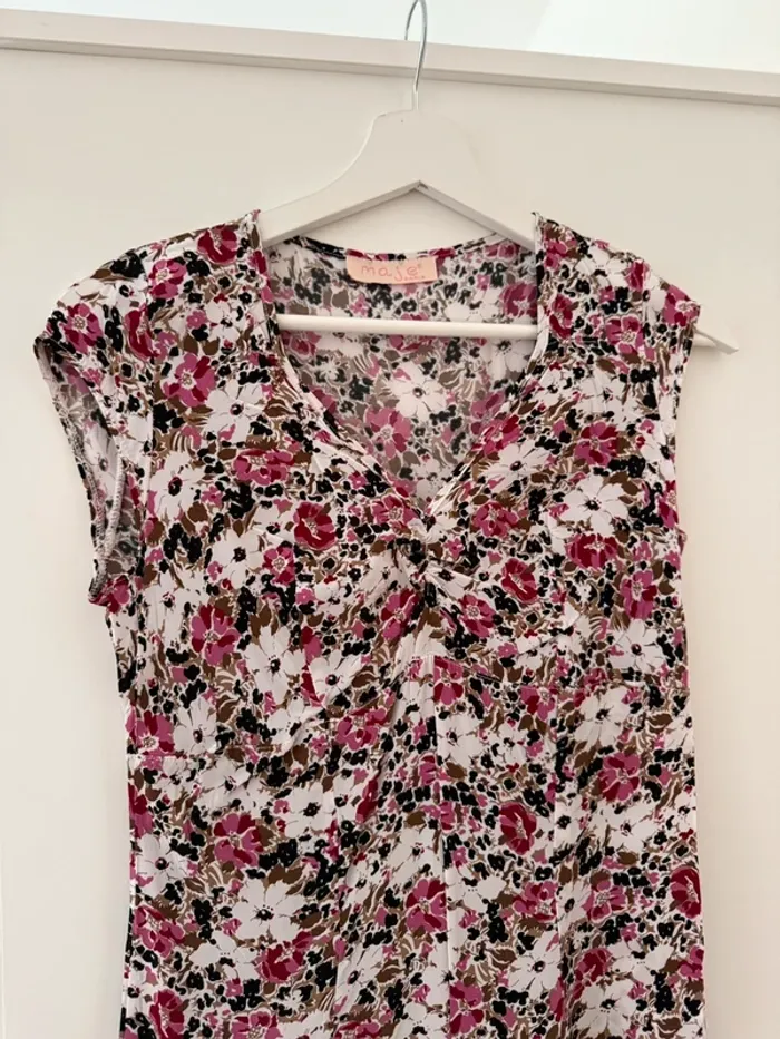 superbe robe fleurie fluide vintage Maje 36 taille 1 - photo numéro 2