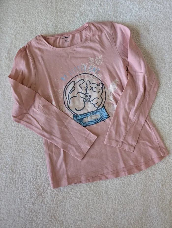 🐱 T-shirt rose manches longues - 8 ans - photo numéro 2