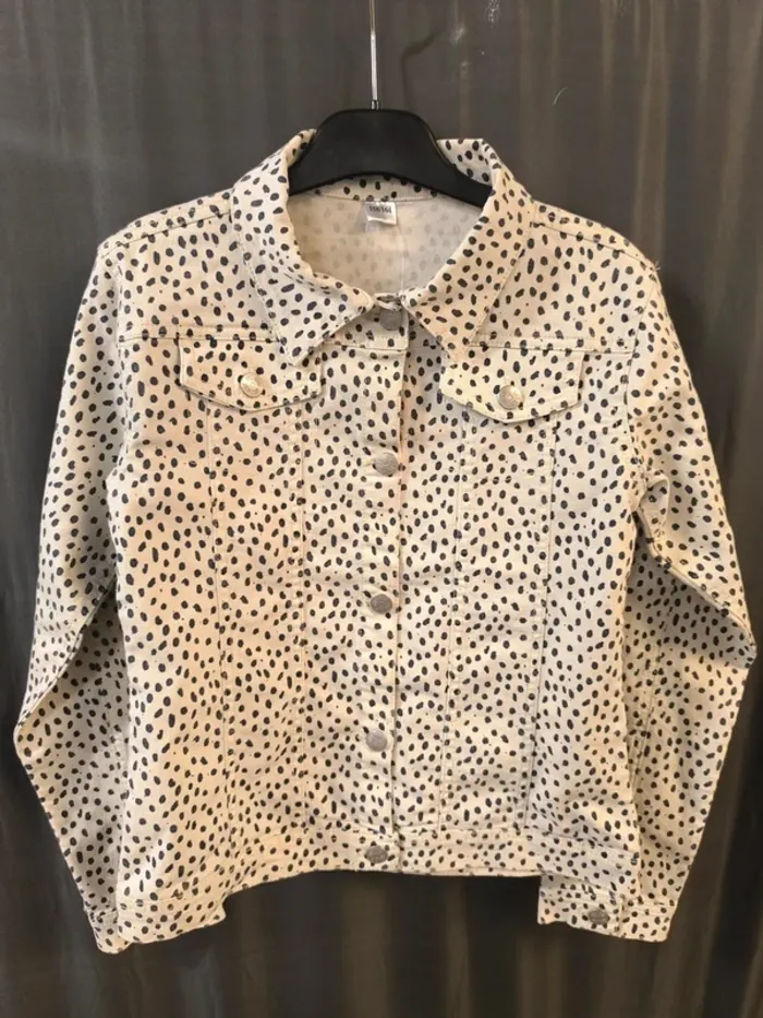 304497 veste en jean blanche a pois noir fille 16 ans ZEEMAN