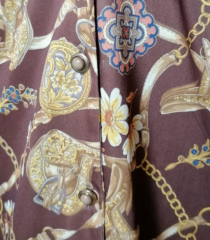 Chemisier bijoux marron doré Taille L Vintage - photo numéro 12