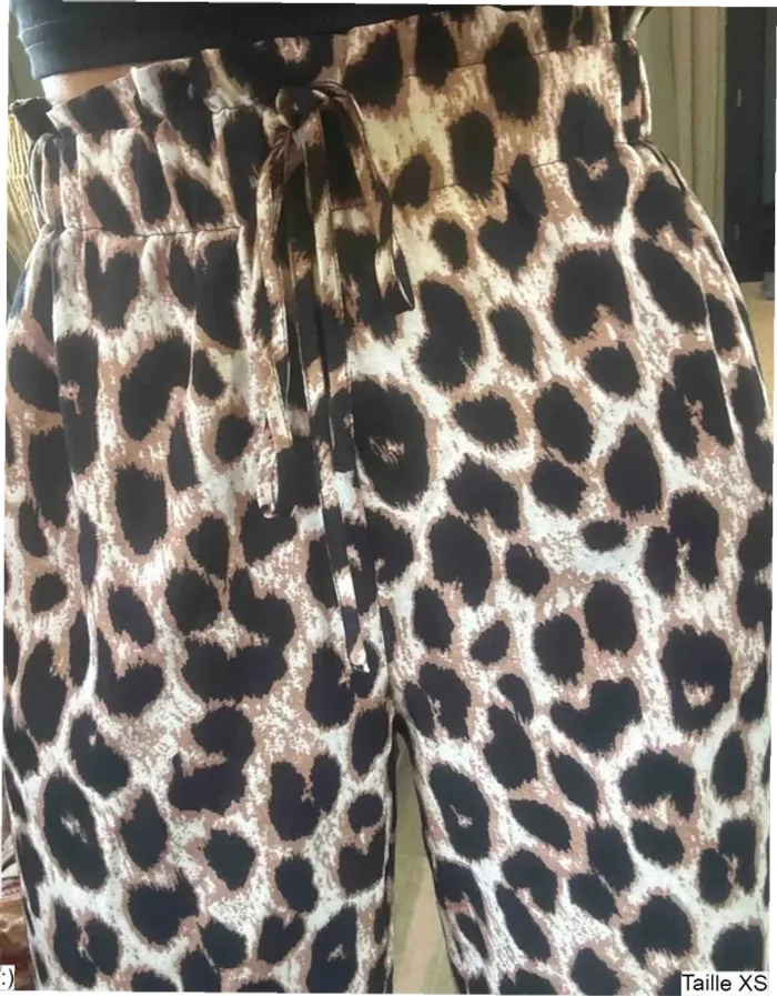 Pantalon Femme Fluide Imprimé Léopard Taille Élastique - Taille XS Neuf Jamais Porté - photo numéro 3