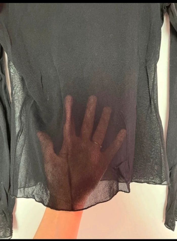 Blouse transparente manches longues noire Étam M🖤 - photo numéro 8
