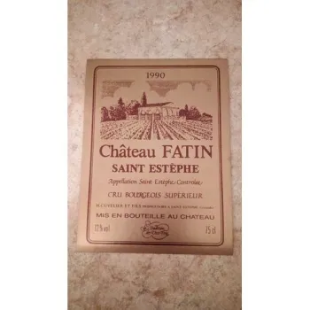 Etiquettes de vin Château Fatin Saint Estephe 1985 Neuve -