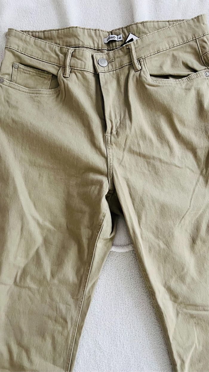 Pantalon homme Gémo Taille 40 chino stretch beige/gris greige - photo numéro 2