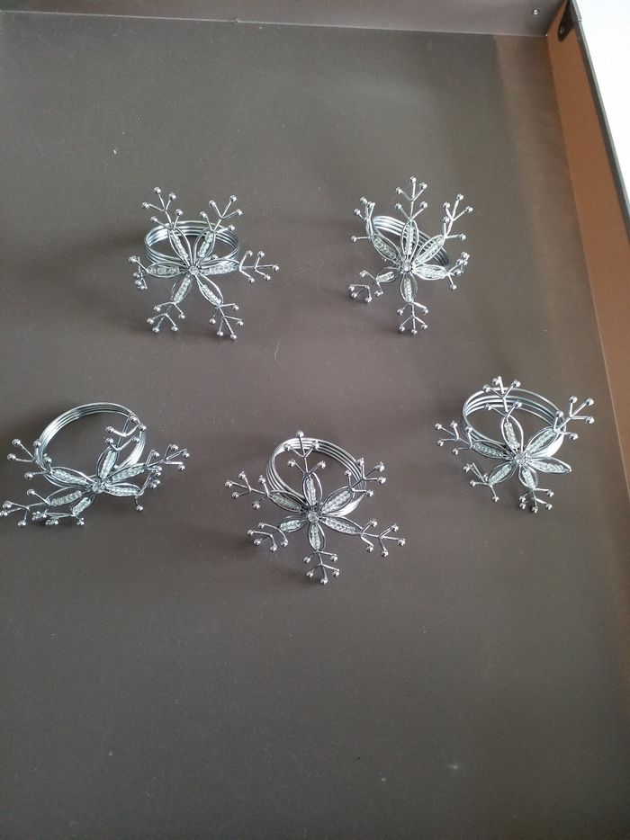 Lot de 5 rond de serviette argenté - photo numéro 2