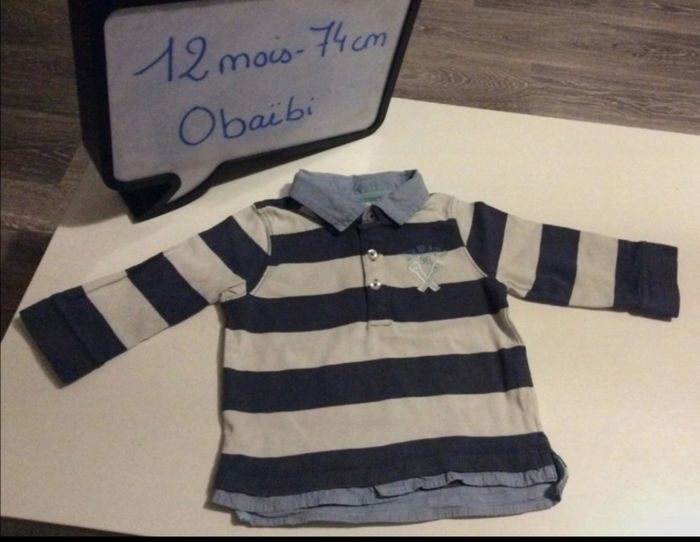 Polo Obaïbi bleu et blanc