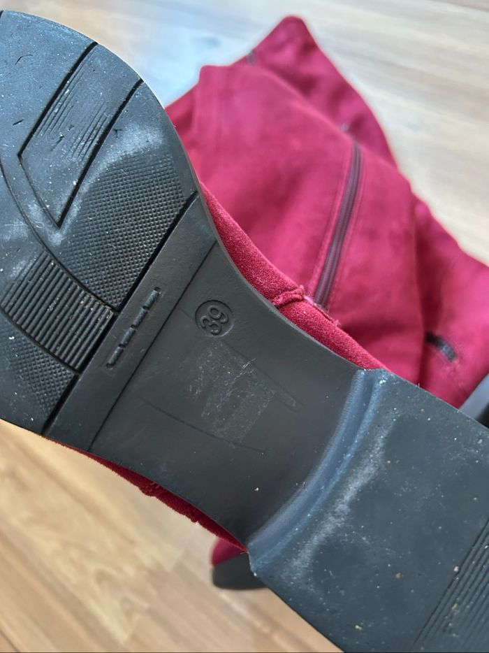 Bottes en daim bordeaux Super Mode Taille 39 - photo numéro 6