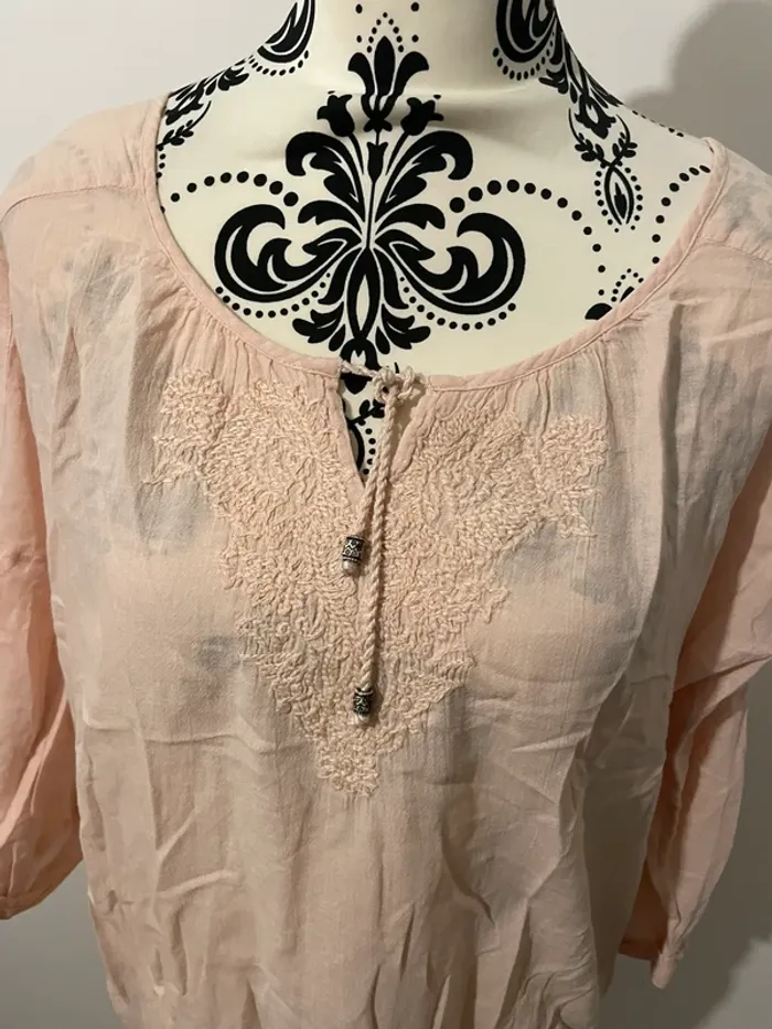 Chemisier blouse rose poudré Promod - Taille 40 - Bohème & léger 🌸 - photo numéro 2