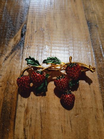 Broche vintage branche de fraises 🍓