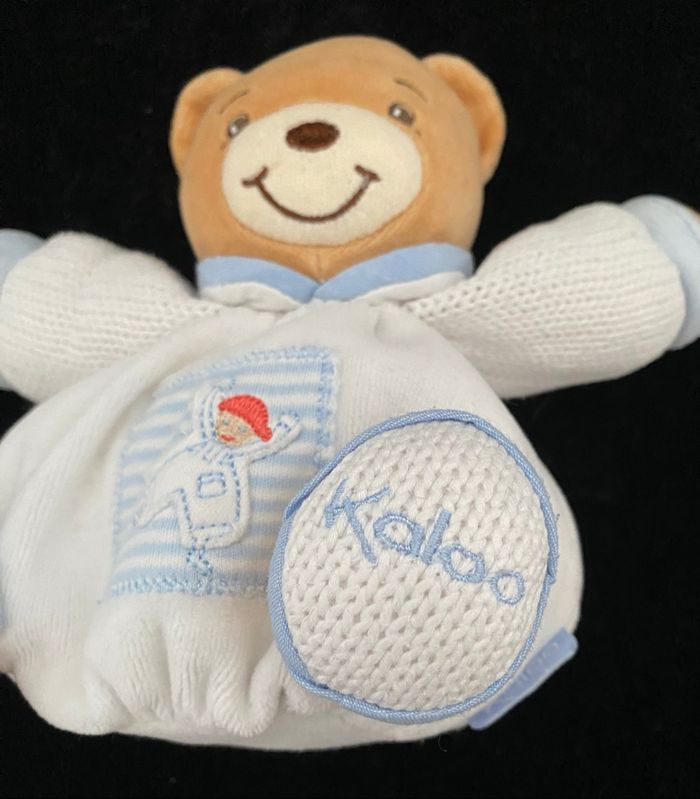 ❤️Doudou peluche ours boule kaloo blanc bleu - photo numéro 3
