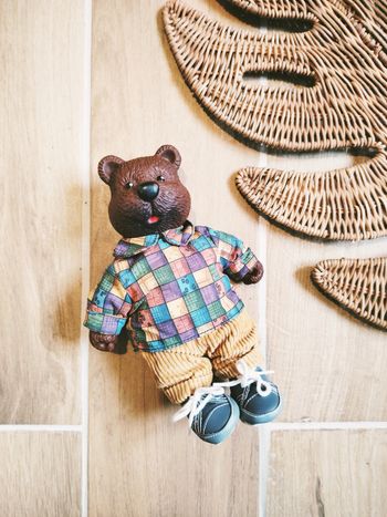 🐻Poupée papa Ours avec veste à carreaux Les copains de la forêt marque Berchet