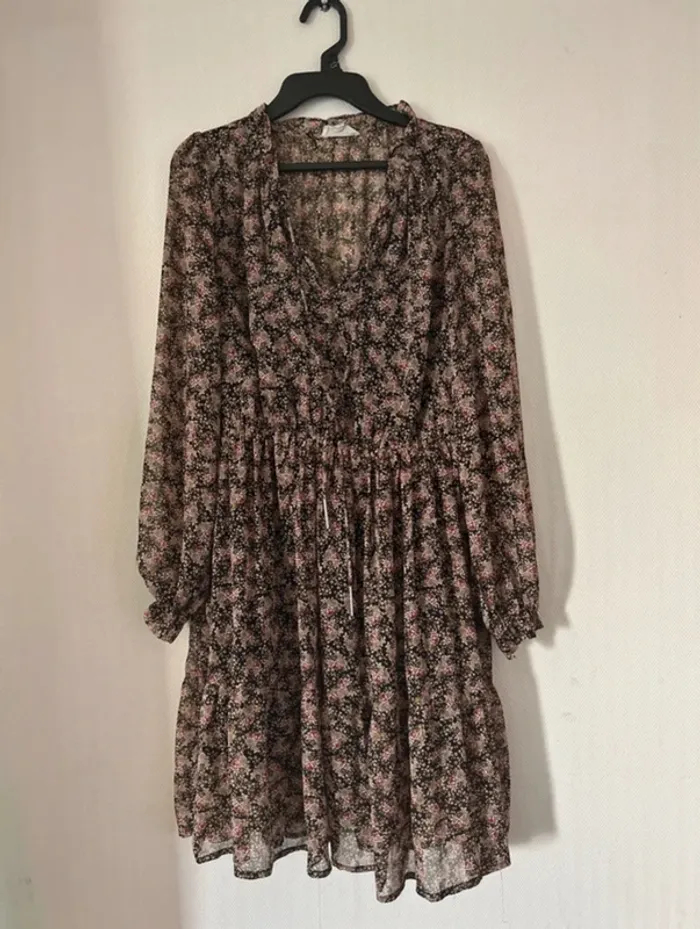 👗 Robe manche longue fleuris