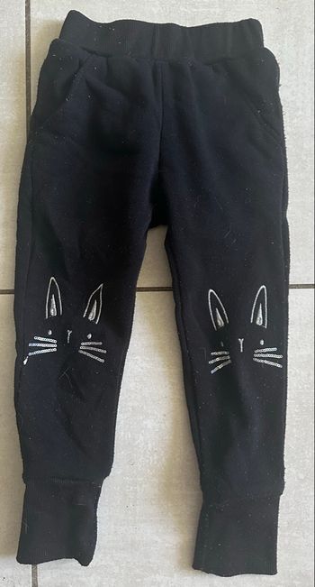 Jogging Noir Avec Motif De Chat Brillant - Taille 6A