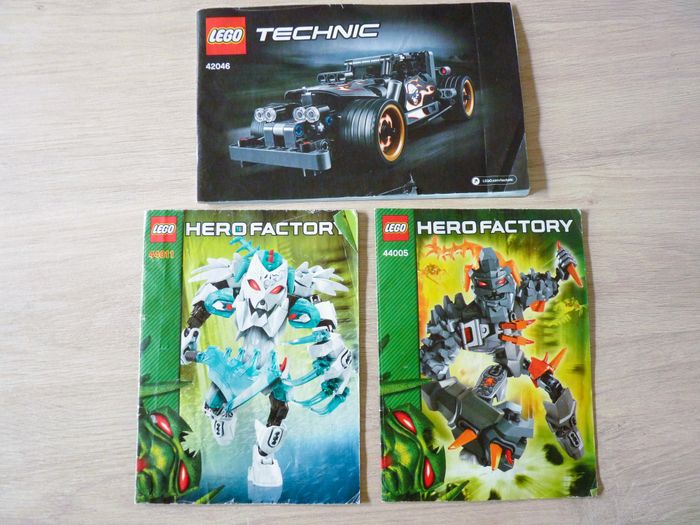 Notices montage Lego technic 42046 + lot hero factory 44005 + 44011 TBE